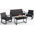 thumbnail image 1 of Noelse 4 Piece Patio Furniture Set, Outdoor Wicker Patio Furniture with Coffee Table and 2 Rocking Bistro Set for Backyard, Black, 1 of 7
