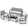 thumbnail image 1 of Noelse 4 Piece Patio Furniture Set, Outdoor Wicker Patio Furniture with Coffee Table and 2 Rocking Bistro Set for Backyard, Light Grey, 1 of 8