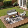 thumbnail image 1 of Noelse 4 Piece Patio Furniture Set, Outdoor Wicker Patio Furniture with Coffee Table and 2 Rocking Bistro Set for Backyard, Light Grey, 1 of 8