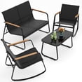 thumbnail image 1 of Noelse 4 Piece Patio Furniture Set, Textilene Conversation Set with 2 Rocking Chairs and Coffee Table, Perfect for Outdoor Patio Lawn Garden Poolside, Black, 1 of 13