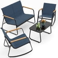 thumbnail image 1 of Noelse 4 Piece Patio Furniture Set, Textilene Conversation Set with 2 Rocking Chairs and Coffee Table, Perfect for Outdoor Patio Lawn Garden Poolside, Blue, 1 of 10