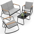 thumbnail image 1 of Noelse 4 Piece Patio Furniture Set, Textilene Conversation Set with 2 Rocking Chairs and Coffee Table, Perfect for Outdoor Patio Lawn Garden Poolside, Gray, 1 of 11
