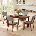 thumbnail image 1 of Noelse 5 Piece Dining Table Set for 4, Kitchen Table and Chairs Set with Upholstered Seats and Backrests, Wooden Frame for Kitchen Dining Room, 1 of 13