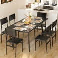 thumbnail image 1 of Noelse 63"Extendable Dining Table Set for 4-6 People, 7-Piece Space-Saving Kitchen, Living Room Table with 6 Chairs, Black, 1 of 11
