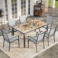 thumbnail image 1 of Noelse 7 Piece Patio Dining Set with Umbrella Hole, Outdoor Dining Table and 6 Stackable Textilene Chairs, Rust-Resistant Steel Frame Patio Furniture Set for Backyard, Deck, Garden, Gray, 1 of 10