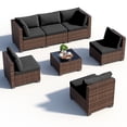 thumbnail image 1 of Noelse 7 Pieces Outdoor Patio Furniture Set, Wicker Sectional Sofa Set Sectional Conversation Sets with Cushions and Coffee Table for Garden, Balcony, Porch, Black, 1 of 9