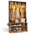 thumbnail image 1 of Noelse 71''H LED Hall Tree with Bench and Shoe Storage, Entryway Bench with Coat Rack, 7 Shoe Cubbies and Umbrella Holder, Mudroom, Hallway Storages Cabinet (Retro ), 1 of 8