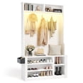 thumbnail image 1 of Noelse 71''H LED Hall Tree with Bench and Shoe Storage, Entryway Bench with Coat Rack, 7 Shoe Cubbies and Umbrella Holder, Mudroom, Hallway Storages Cabinet (White ), 1 of 8