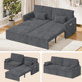 thumbnail image 1 of Noelse 79" Convertible Sofa Bed, 6-in-1 Pull-Out Sleeper, Corduroy Loveseat Chaise Lounge, Dark Gray, 1 of 10