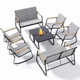 thumbnail image 1 of Noelse 8 Piece Outdoor Patio Furniture Set, Textilene Conversation Set with 4 Rocking Chairs, 2 Loveseats and 2 Glass Coffee Tables, Weather-Resistant, Grey, 1 of 10