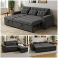 thumbnail image 1 of Noelse 87" Convertible Sofa Bed, Queen Size Sleeper with Pull Out Couch, 3 in 1 Sectional Sleeper Sofa with Side Pockets, Storage Armrest, Adjustable Backrest for Living Room, Dark Grey, 1 of 11