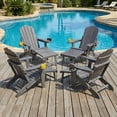 thumbnail image 1 of Noelse Adjustable Backrest Folding Adirondack Chair Set of 4, Adirondack Chair with Retractable Ottoman, Fire Pit Chair with 2 Cup Holders, for Porch Backyard, Gray, 1 of 11