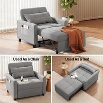 Noelse 3 in1 Convertible Sleeper Chair Bed, Small Sofa Chair Bed with Adjustable Backrest, Pull Out Couch Bed Chair for Living Room Bedroom Apartment, Gray
