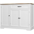 thumbnail image 1 of Small Coffee Bar Cabinet with Storage, Noelse Kitchen Sideboard Buffet Cabinet, Kitchen Storage Cabinets with 2 Door and 8 Shelves, 1 Drawer, White and Rustic, 1 of 6