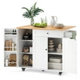 thumbnail image 1 of Noelse Rolling Kitchen Island Table with Storage, Drop Leaf Countertop, Kitchen Island with Wheels, Spice Rack & Towel Bar, White, 1 of 10