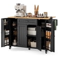 thumbnail image 1 of Noelse Kitchen Island with Storage on Wheels, Rolling Kitchen Cart with Drop Leaf, Drawer, Cabinet & Rubber Wood Top, Black, 1 of 8