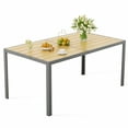 thumbnail image 1 of Noelse Patio Dining Table, 60" x 35" Outdoor Furniture Metal Rectangular Table,Brown, 1 of 10