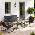 thumbnail image 1 of Noelse Patio Furniture Set, 4 Piece Textilene Conversation Set with 2 Rocking Chairs and Coffee Table, Perfect for Lawn, Garden, Poolside, Black, 1 of 13