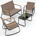 thumbnail image 1 of Noelse Patio Furniture Set, 4 Piece Textilene Conversation Set with 2 Rocking Chairs and Coffee Table, Perfect for Lawn, Garden, Poolside, Tan, 1 of 10