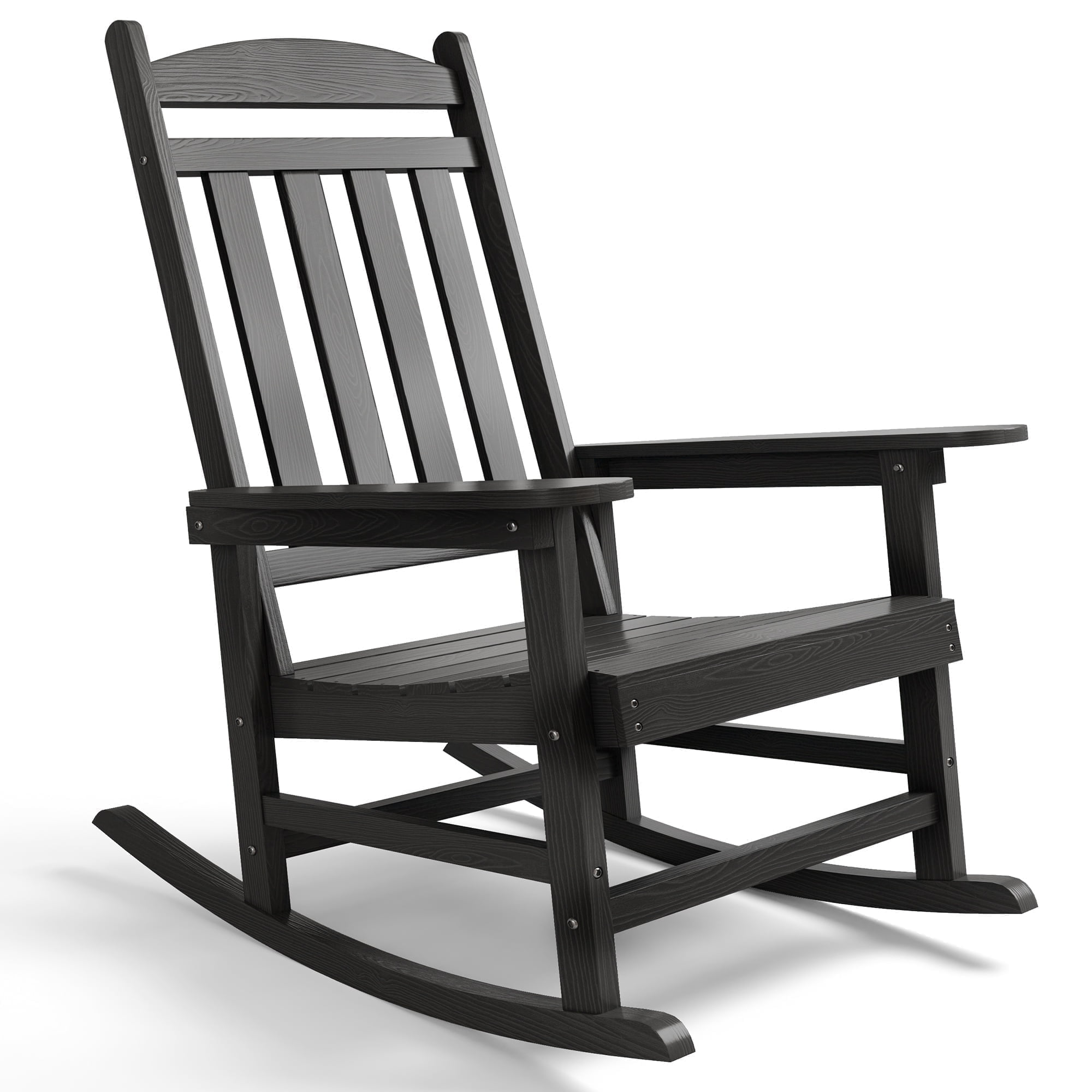 Noelse Patio Slat Rocking Chair, HDPE Plastic Weather Resistant Porch ...
