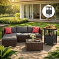 thumbnail image 1 of Noelse Patio Conversation Set, 5 Piece PE Rattan Outdoor Sectional Sofa Set with Coffee Table and Gray Cushions, 1 of 13