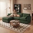 thumbnail image 1 of 110" Midcentury Modern Sofa Modular Sectional Cloud Couch with Movable Ottoman, Noelse 3 Seater Green Corduroy Couch with Deep Seat and Pillows for Living Room, L Shaped, 1 of 12