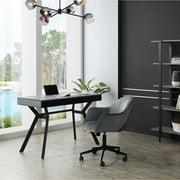 Noemi Rectangular MDF Desk with 3 Drawers and Ipad Holder, Grey/Black