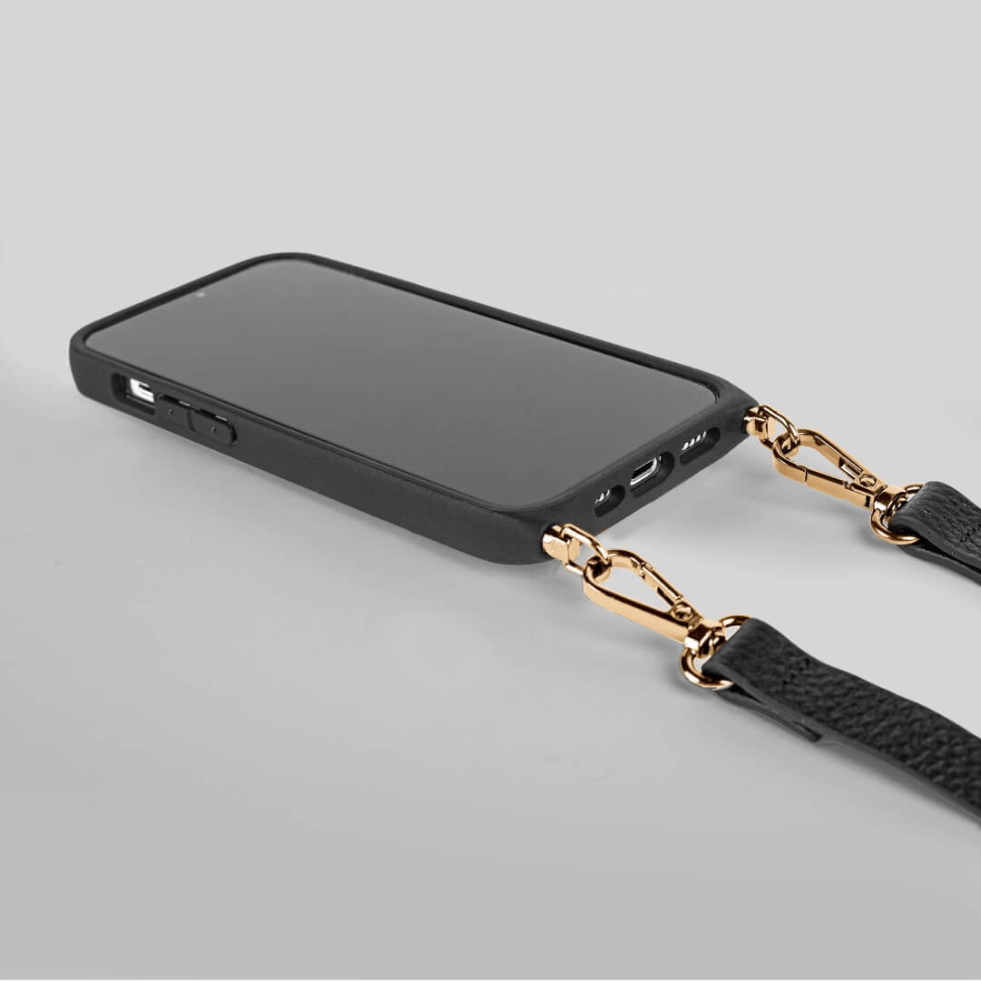 Noémie Apple iPhone 13 Wallet & Crossbody Strap Case - Black/Black