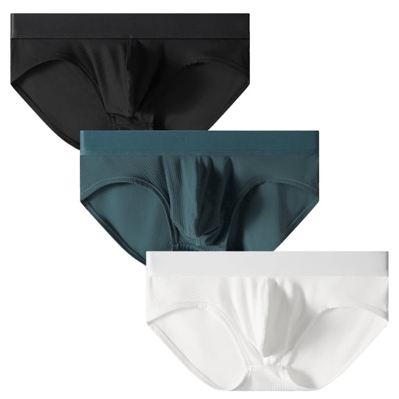 Kudavo Men's Bikini Underwear Briefs,U‑Pouch Ribbed Soft Cooling Moisture‑Wicking Breathable Multi01/3pack S