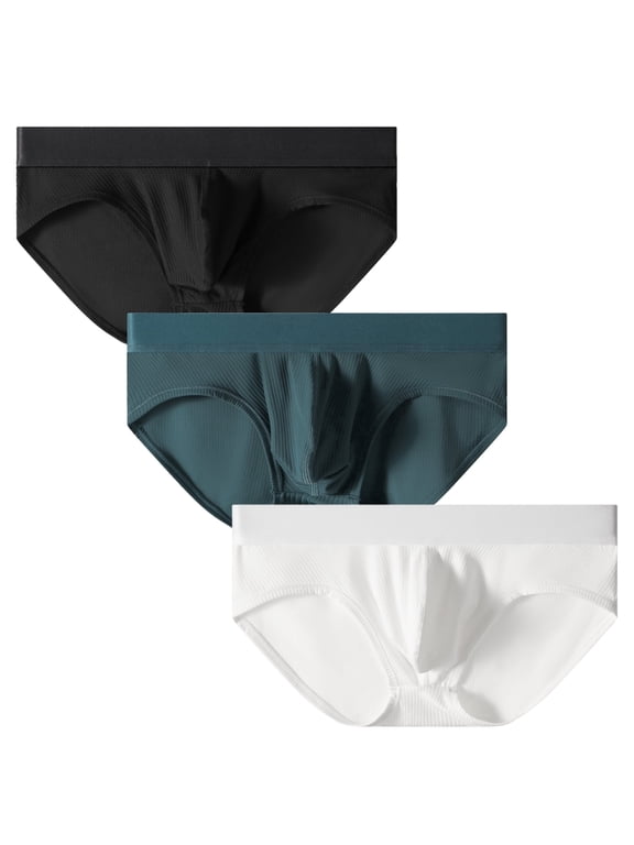 Men's Bikini Underwear Briefs,U‑Pouch Ribbed Soft Cooling Moisture‑Wicking Breathable Multi01/3pack L