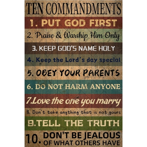 Noete 12x16 Inch Vintage Metal Tin Sign Funny 10 Commandments Sign for Home, Bar, Cafe & Pub Decor Rustic Wall Art Plaque with Novelty Design