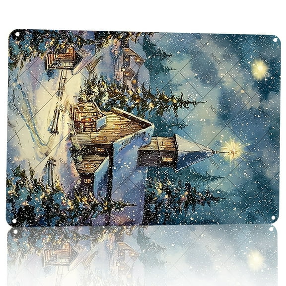 Noete 8x12 Inch Christmas Metal Tin Sign, Vintage Holiday Wall Decor for Home, Office & Shop, Festive Merry Christmas Metal Sign Decoration
