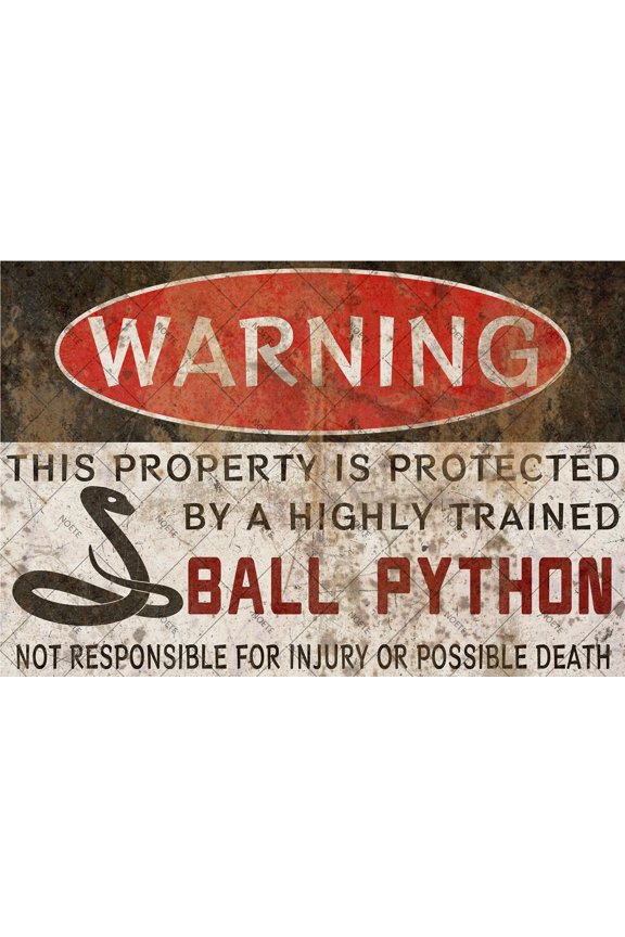 Ball Python Sign Funny 12x16 Inch Aluminum Metal Sign for Reptile Lovers, Perfect as Ball Python Accessories & Unique Snake Warning Decor