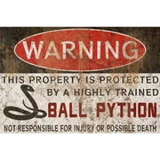 Noete Ball Python Sign Funny 12x16 Inch Aluminum Metal Sign for Reptile Lovers, Perfect as Ball Python Accessories & Unique Snake Warning Decor