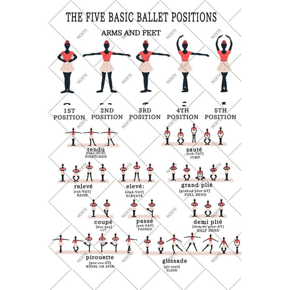 Noete Ballet Stuff Tin Sign 12x16 Inch Retro Ballet Knowledge Poster with Basic Movements, Perfect for Studio, Classroom & Home Wall Decor