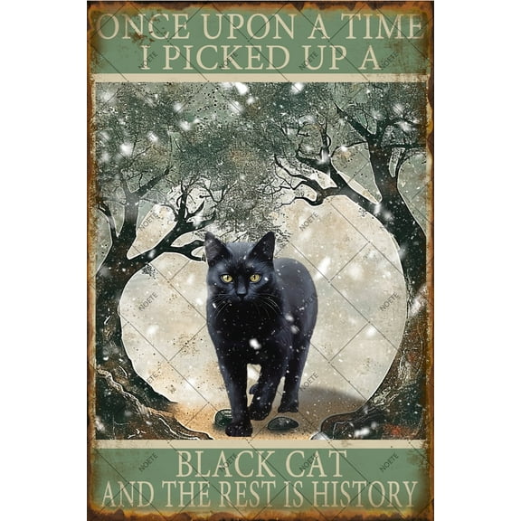 Noete Cat Metal Tin Sign 8x12 Inch, Vintage Feline Wall Art for Home Decor - Perfect for Living Room, Bedroom, Office, Cafe & Bar Durable Metal Tin Sign with Playful Cat Design