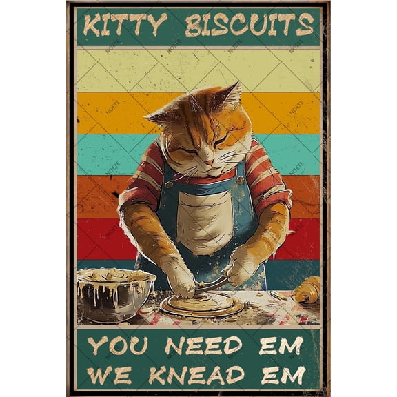 Noete Cat Metal Tin Sign Vintage Funny Kitty Decor Retro Wall Art for Kitchen, Cafe & Home 12x16 Inch