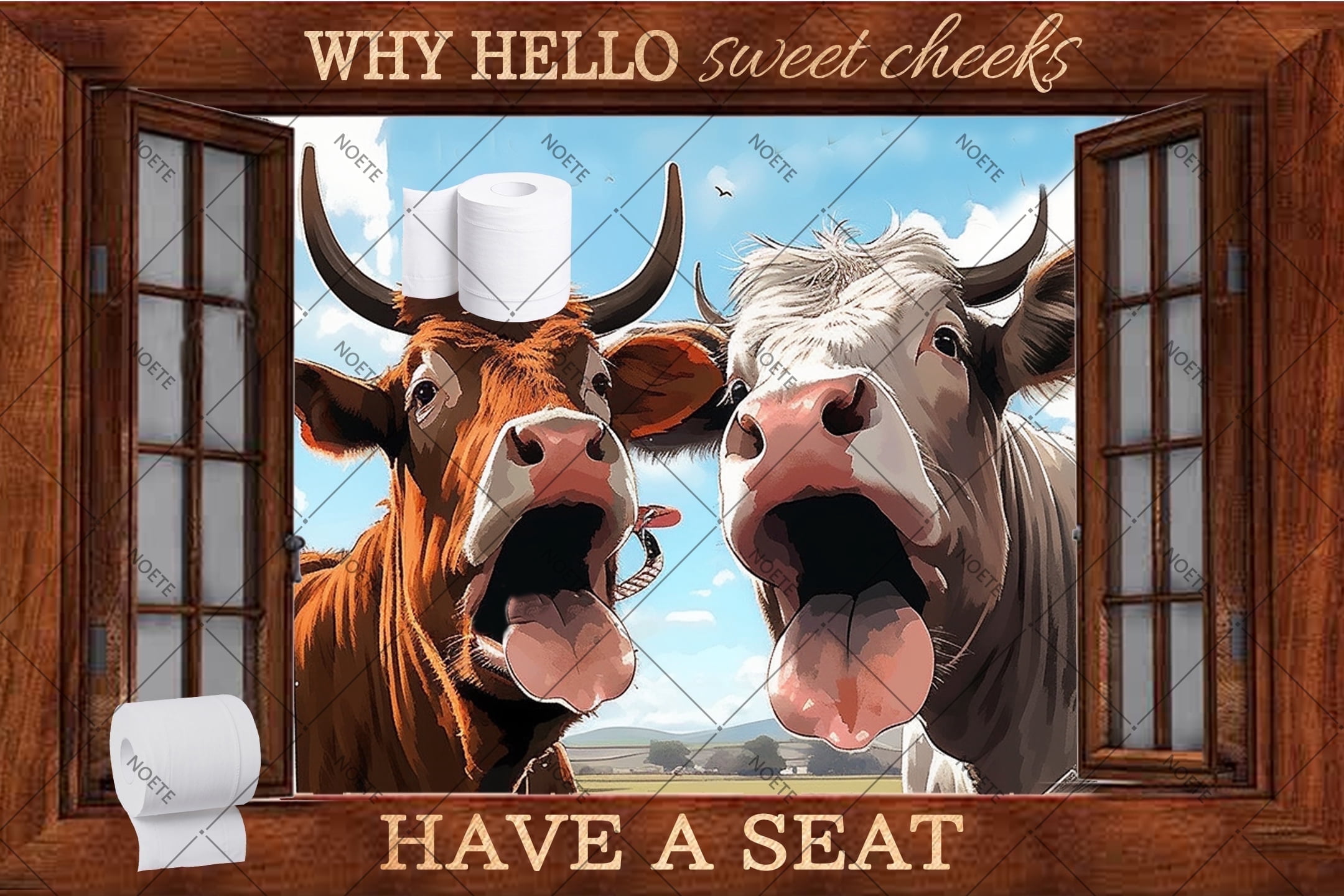 Noete Cattle Bathroom Sign Funny Cow Wall Art 8x12 Inch Vintage Metal ...