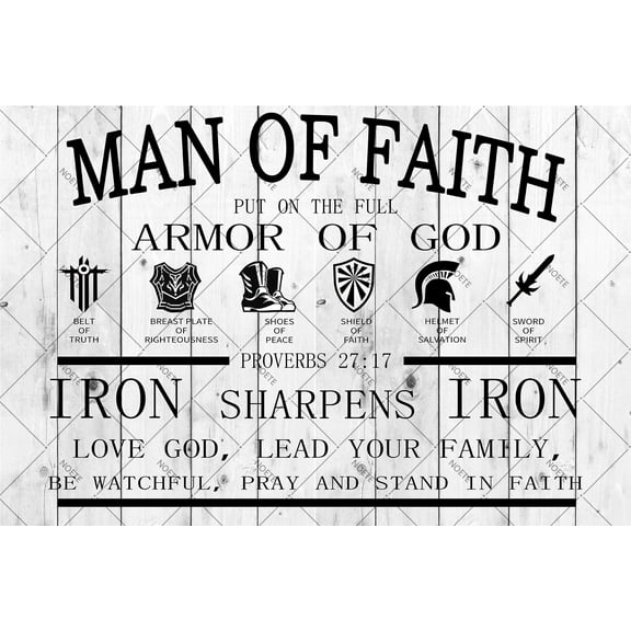 Noete Christian Tin Sign Man of Faith Bible Verse Proverbs Tin Sign 12x16 Inch Inspirational Home Decor, Framed Canvas Painting for Church, Office & Gifts