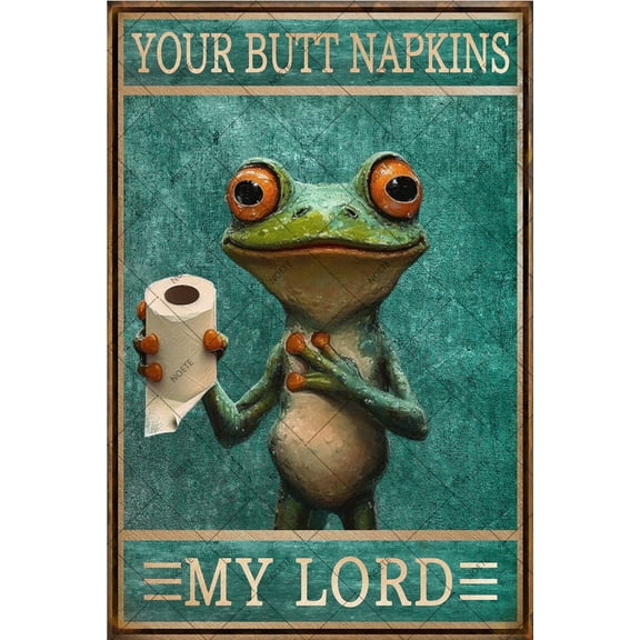 Noete Frog Butt Napkins Sign Vintage 8x12 Inch Aluminum Metal Tin Sign for Wall Decor, Shed, Garage, Man Cave, Kitchen Funny Frog Butt Napkins Art