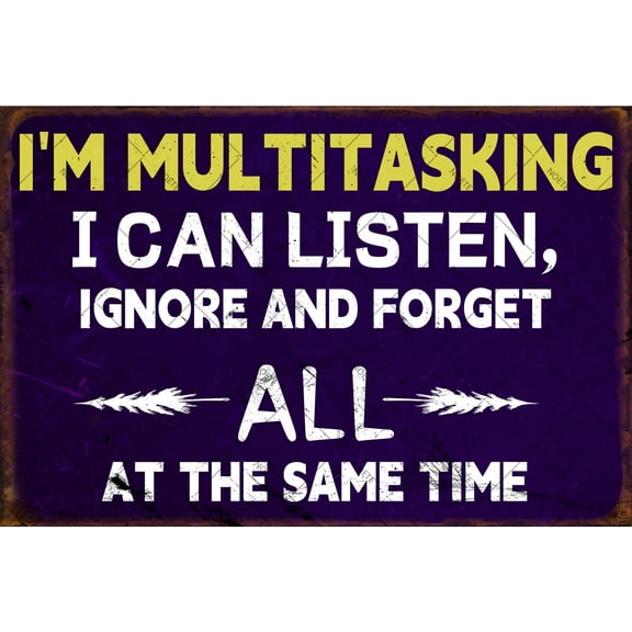 Noete Funny Bathroom Signs 12x16 Inch Retro Metal Tin Sign with Sarcastic Sayings for Man Cave, Garage, Bar & Home Decor "I Can  Listen, Ignore & Forget" Humorous Wall Art