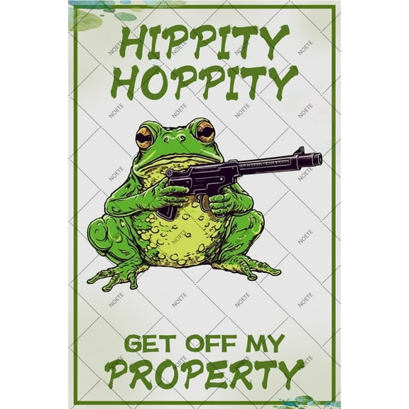 Noete Funny Frog Posters 12x16 Inch "Hippity Hoppity Get Off My Property "Meme Sign for Room Decor, Bedroom, Office & No Trespassing Wall Art