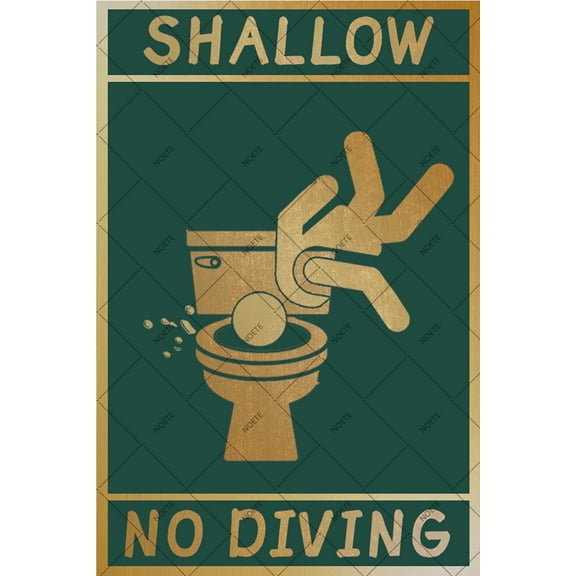 Noete Funny Shallow No Diving Signs Vintage Metal Tin Sign for Bathroom, Pool, Bar & Home Decor 8x12 Inch Retro Wall Art Poster