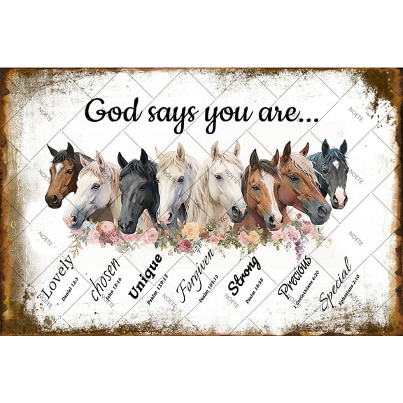 Noete Horse Decor 8x12 Inch Rustic Western Horse Metal Tin Sign with Inspirational Quotes, Farmhouse Chic Poster for Bedroom, Living Room & Office Country Style Home Decor