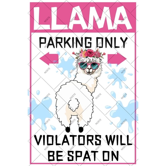 Noete Llama Metal Wall Art 12x16 Inch Cute Llama Gifts for Her, Birthday Decorations for Girls & Women, Rustic Home & Office Sign, Durable Aluminum