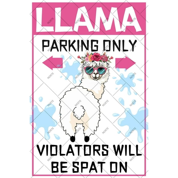 Noete Llama Metal Wall Art 8x12 Inch Cute Llama Gifts for Her, Birthday Decorations for Girls & Women, Rustic Home & Office Sign, Durable Aluminum