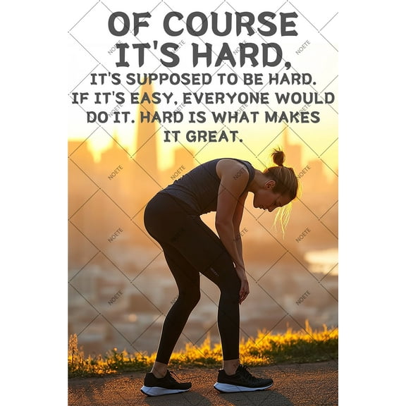 Noete "Of Course It's Hard" Motivational Tin Sign for Home Gym & Office 8x12 Inch Inspirational Metal Tin Sign Positive Mindset Gift for Athletes, Runners & Fitness Lovers