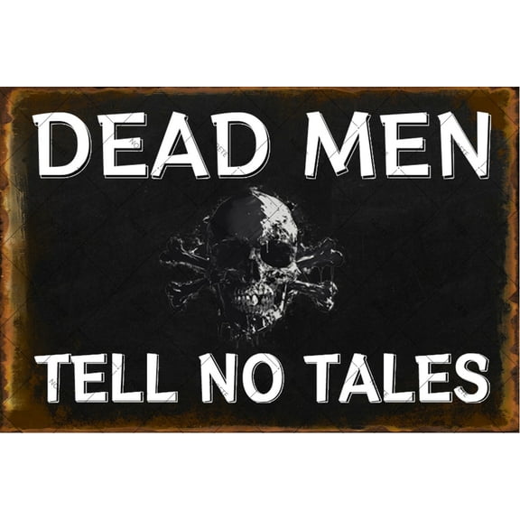 Noete Pirate Crossbones Metal Tin Sign 8x12 Inches Vintage Wall Decor for Bar, Man Cave & Halloween, Retro Skull Design with Edgy Gothic Quotes