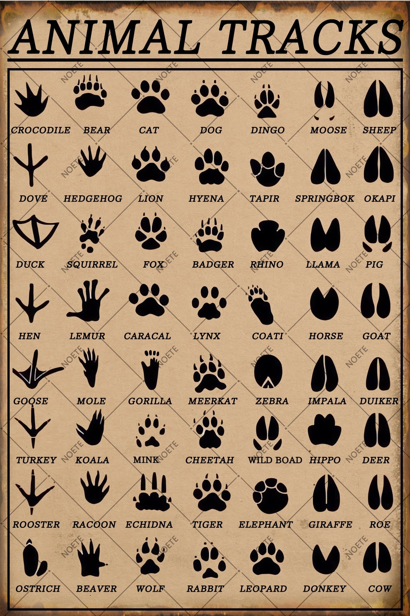 Noete Animal Tracks Metal Sign Vintage 12x16 Inch Retro Tin Sign for ...