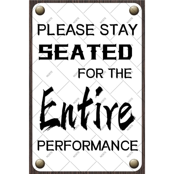 Noete Please Stay Seated Tin Sign 12x16 Inch Funny Bathroom Tin Sign, Rustic Tabletop Decor, Small Restroom Tin Sign, Unique Housewarming Gift